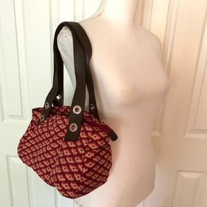 ECHO Leather & Silk Retro Print Shoulder Bag